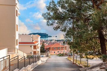 Typical steppest street in the mountainous part of Budva