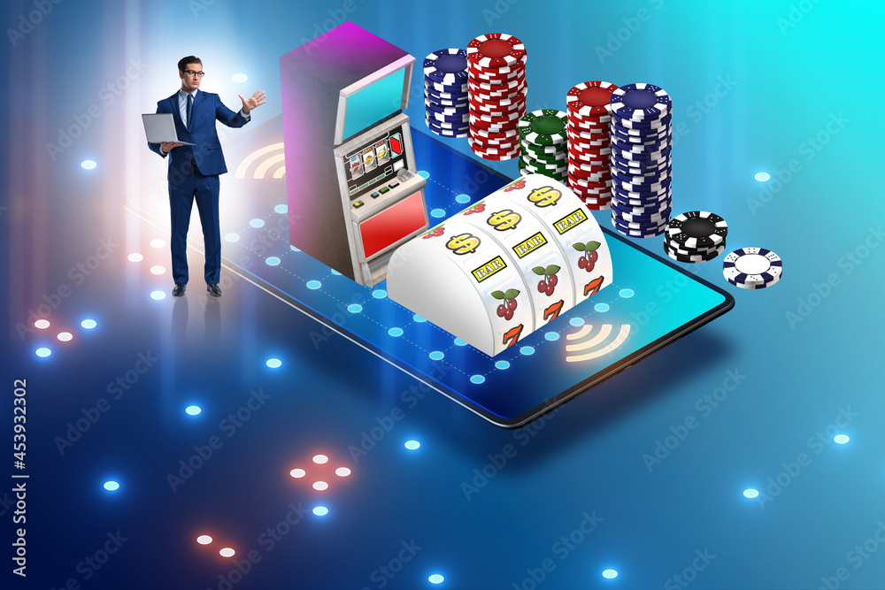 Sticker Businessman in online casino concept