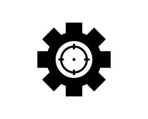 Gear and target logo, vector icon. Outline gear and aim icon isolated on white background.