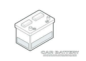 Vector illustration of vehicle battery line art