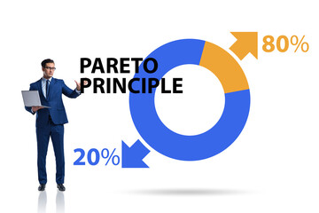 Businessman in pareto rule illustration
