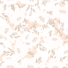 Floral seamless with hand drawn color roses. Cute summer background with flowers and leaves. Modern floral compositions. Fashion vector stock illustration for wallpaper, posters, card, fabric, textile