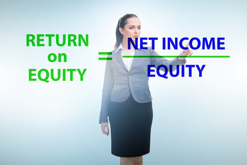 Businesswoman in return on equity concept