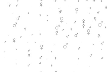 Light silver, gray vector background with gender symbols.