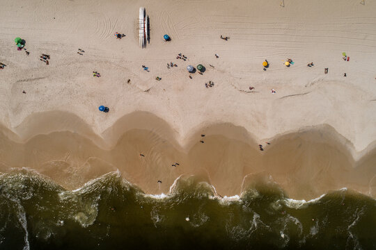 beach in rio de janeiro, brazil. icara&iacute; beach niter&oacute;i. aereal views. drone photos