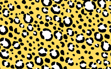 Abstract modern leopard seamless pattern. Animals trendy background. Yellow and black decorative vector stock illustration for print, card, postcard, fabric, textile. Modern ornament of stylized skin