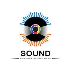 music sound wave logo icon vector, speaker and headset