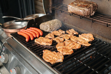 Meat on a grill at a barbecue