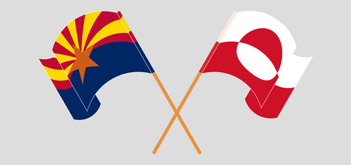 Crossed flags of the State of Arizona and Greenland. Official colors. Correct proportion