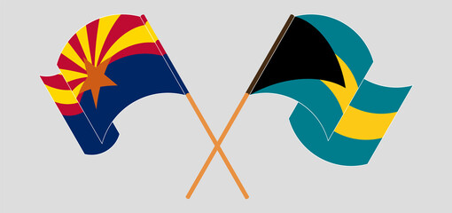 Crossed flags of the State of Arizona and the Bahamas. Official colors. Correct proportion