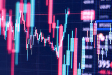 Financial stock market graph. Stock Exchange. Selective focus.