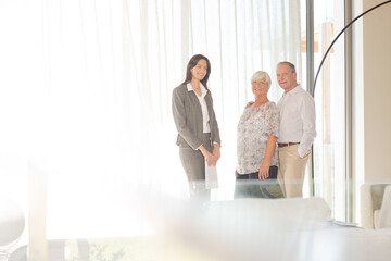 Financial advisor talking to couple indoors