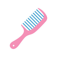 Pink blue comb hair brush isolated flat vector icon