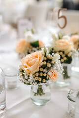 Beautiful table decoration at a wedding