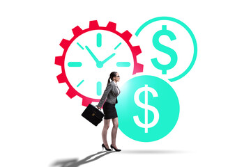 Time is money concept with businesswoman
