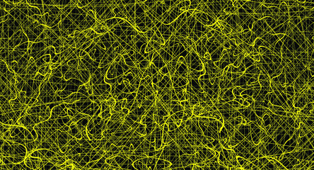 Yellow chaotic lines background. Hand drawn lines. Tangled chaotic pattern. Vector illustration.