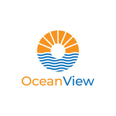 ocean view, sun and sea logo design for tourism and travel.