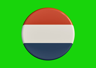 Netherlands badge for election, political, social campaigns or country specific marketing activity. Badge on green screen to cut out. Template, 3D Illustration