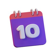 3D Render calendar of 10 days for daily reminder or schedule