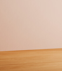 Social media product placement background. Wood desk table blank and empty for display. 