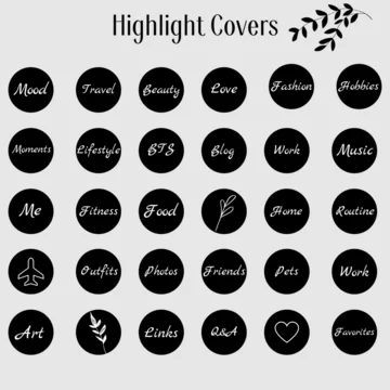 Instagram Highlights cover icons black Stock-Foto | Adobe Stock