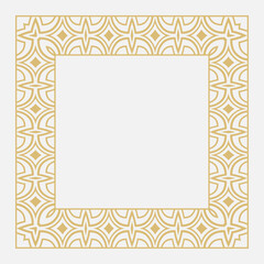 Circular decorative gold frame.