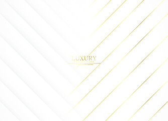 White luxury abstract background with golden lines and shadows. Premium vector illustration