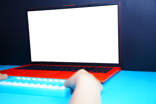 Child boy with Japanese traditional abacus soroban computer screen isolated on white background with clipping path. A child using abacus. mathematics Education and development concept