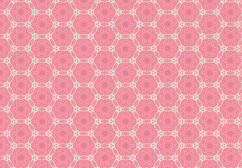 Pink hand crochet doily repeating pattern - obrazy, fototapety, plakaty