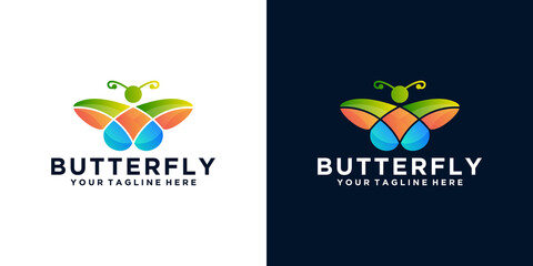 colorful butterfly logo design inspiration and business card