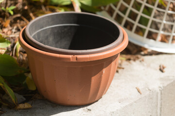 plast pots in the sunlight