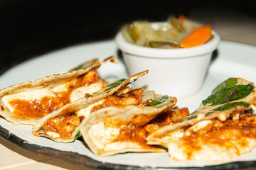 Chipilin and grated shrimp tacos of Chiapas, Mexico