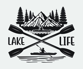  Lake  Life Printable Vector Illustration. 