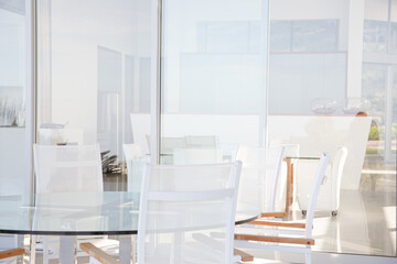 Glass table and chairs in modern office