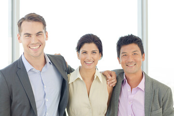 Business people smiling in office