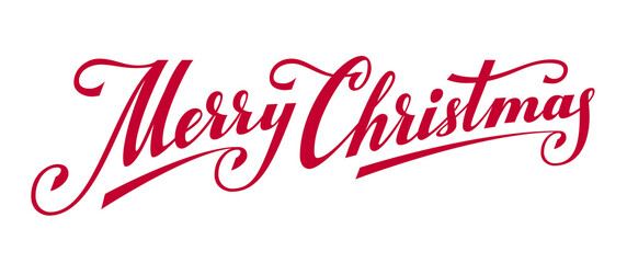 Merry Christmas. Hand drawn lettering on white background