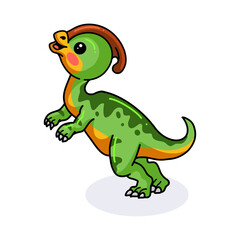 Cute little parasaurolophus dinosaur cartoon standing