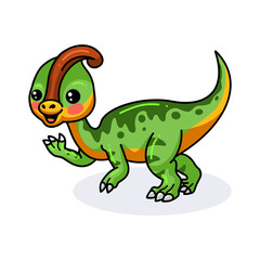 Fototapeta premium Cute little parasaurolophus dinosaur cartoon