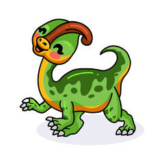 Cute little parasaurolophus dinosaur cartoon