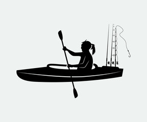 kayak fishing Printable Vector Illustration .kayak fishing silhouettes vector. Kayak Fishing vector and Kayak Fisherman,