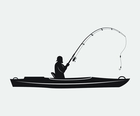 kayak fishing Printable Vector Illustration .kayak fishing silhouettes vector. Kayak Fishing vector and Kayak Fisherman,