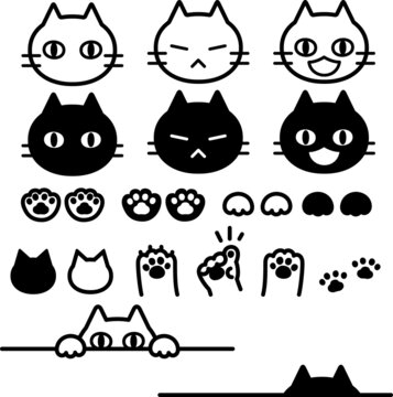 猫モチーフのデコレーションイラストセット