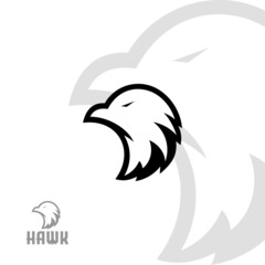The silhouette of an eagle hawk falcon is painted black, painted in curved lines vector illustration