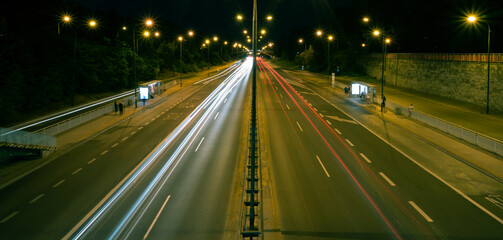 Fototapeta na wymiar Long exposure traffic lights in the night