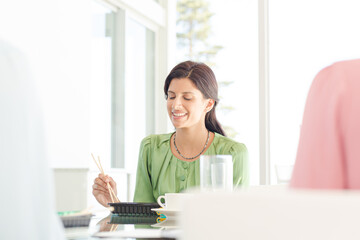 Businesswoman sitting in meeting