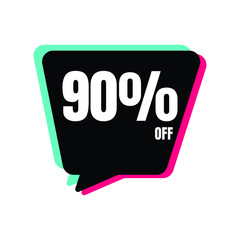 90 Percent Off, Discount Sign Banner or Poster. Special offer price signs
