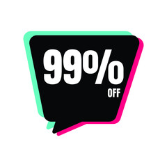 99 Percent Off, Discount Sign Banner or Poster. Special offer price signs