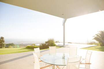 Chairs and table on modern porch