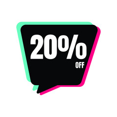 20 Percent Off, Discount Sign Banner or Poster. Special offer price signs