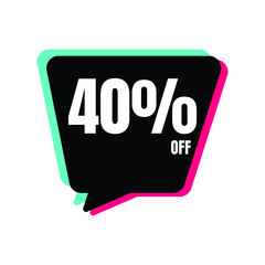 40 Percent Off, Discount Sign Banner or Poster. Special offer price signs